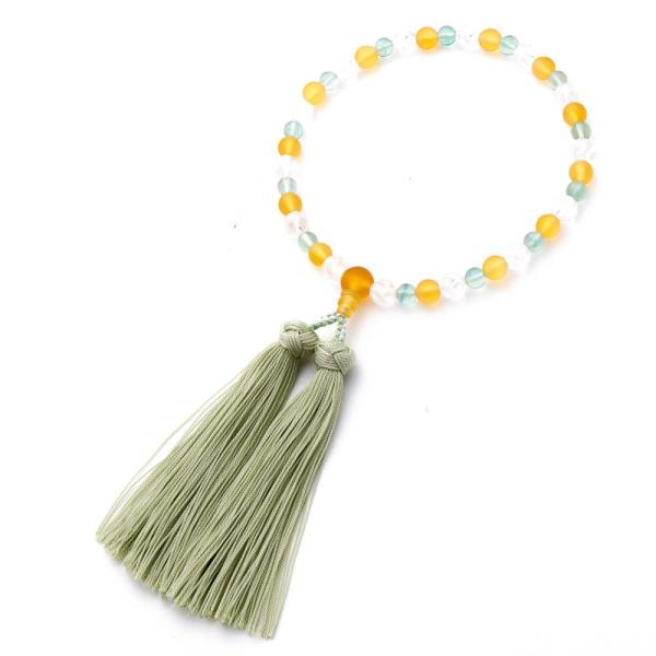 数珠 黄水晶 8mm 水晶ウェーブカット 蛍石 京念珠 : 仏壇・仏具の専門