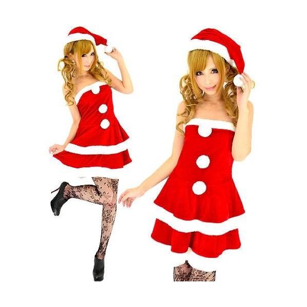即納サンタ帽子+ベアワンピース サンタコスプレの定番でパーティーヒロインサンタ コスプレ クリスマス パーティー キャバ