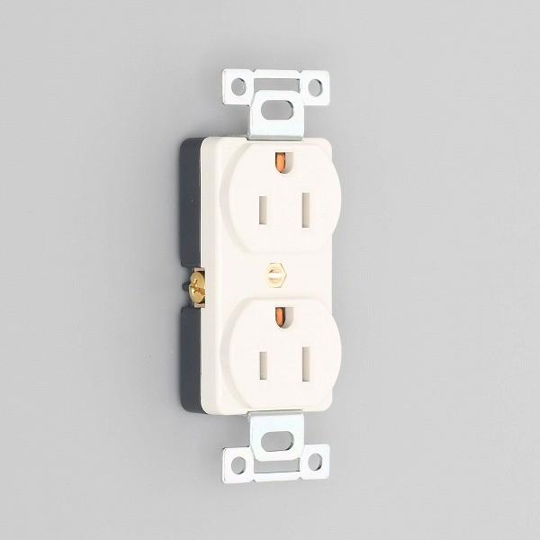 7110GD-IV アメリカン電機 平刃形 複式埋込コンセント 白 接地2P 15A 125V