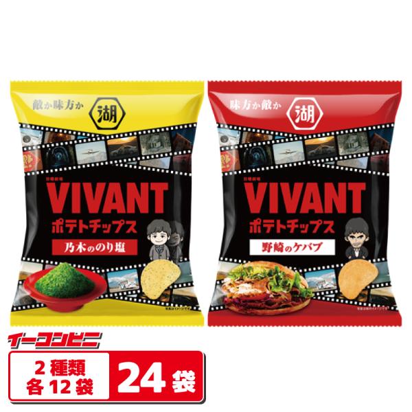 湖池屋 VIVANTポテトチップス 55g 2種各12袋（計24袋） 【乃木ののり塩／野崎のケバブ】 コラボレーション企画