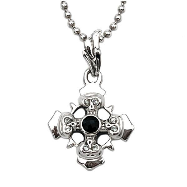 �G�L�V�r�W���j�X�g Exhibitionist �N���X�I��4�X�J��w�X�g�[���A�C�y���_���g Cross On 4Skull w Stone Eyes Pendant