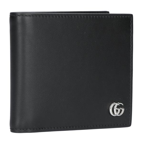 GUCCI グッチ　折り財布　GGマーモント　ブラック　美品‼️ GUCCI（グッチ） 【お取り寄せ】 【並行輸入品】 メンズ 折財布 二つ折