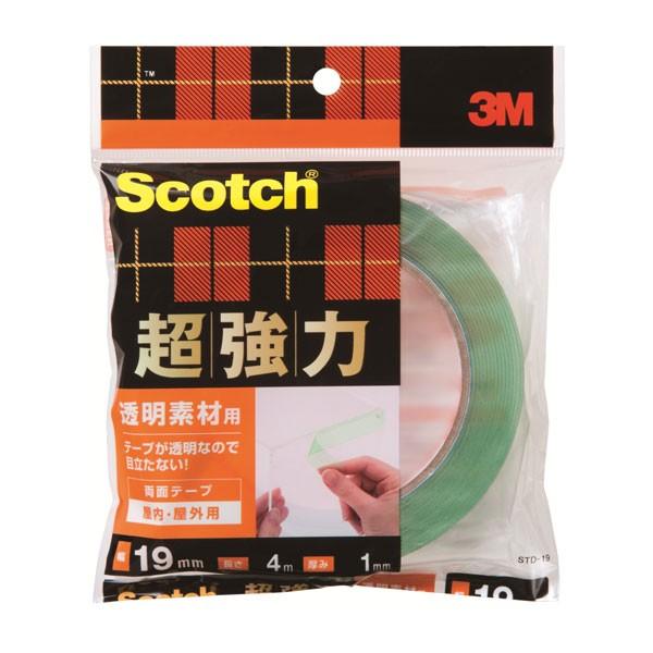 Scotch 超強力 両面テープ 透明素材用 STD-19 3M 幅19mm 長さ4m 厚み