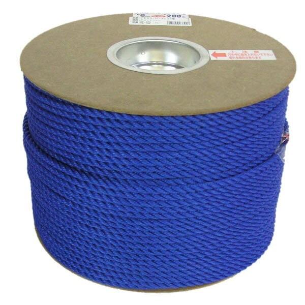 仕様品番：RE-102色・柄：ブルー製品サイズ：6mm×100m素材：PE（ポリエチレン）打方：3ッ打ち引張強度：3.72kN・380kgf先端加工：テープ止め質量：3.90kg製造国：日本●細手から太手までドラムに巻き取ったタイプ●一般的...