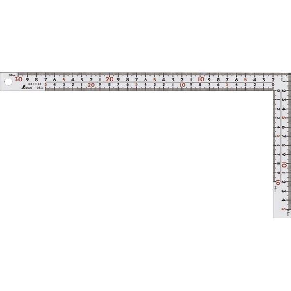 さしがね 曲尺厚手広巾 ホワイト 30cm 表裏同目 8段目盛 11160 シンワ測定 曲尺 差し金 差金 シンワ 定規 工具 測定 計測 大工用 M6