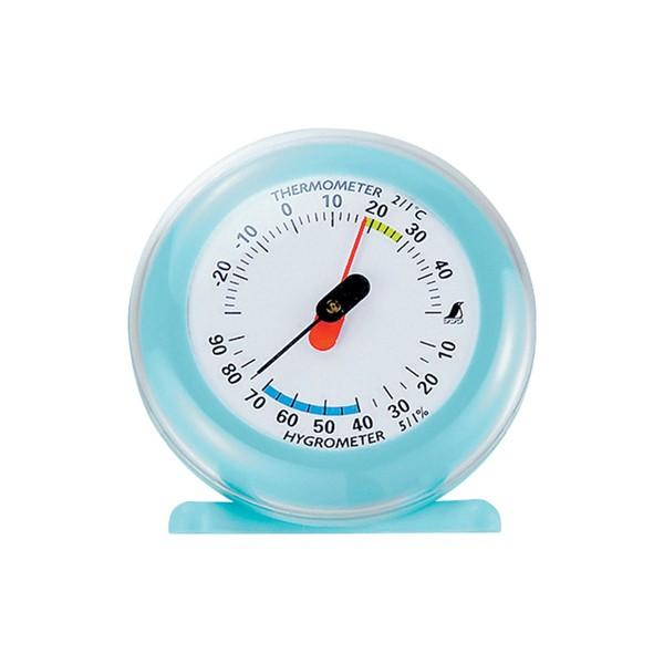 シンワ 温度計 温湿度計 丸型 Q-3 ライトブルー 6.5cm 70498 シンワ
