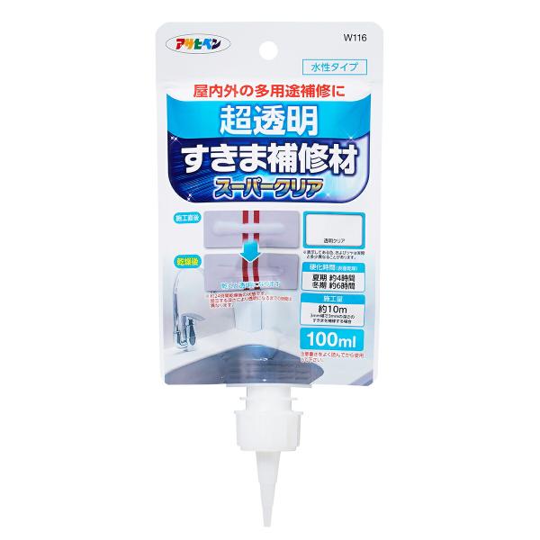 コーキング 超透明すきま補修材 スーパークリア 100ml ×3本 W116 アサヒペン シーリング材 コンクリート 補修 ひび割れ モルタル 壁穴補修 洗面台 木 補修 M1