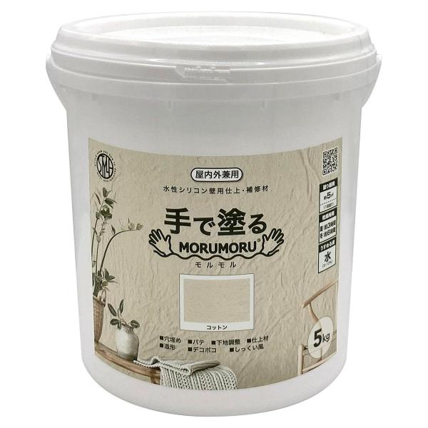 壁用仕上 補修材 STYLE MORUMORU モルモル コットン 5kg ニッペ 屋内外対応 手で塗るモルモル 塗料 水性 水性塗料 ペンキ しっくい風 防カビ 壁紙