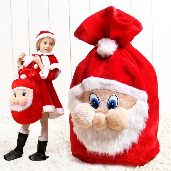 クリスマス クリスマスイブ サンタクロース サンタさん かわいい ギフトバッグ プレゼント袋 ベルベット生地 手触り 気持ちいい レッド お菓子入れ プレゼント