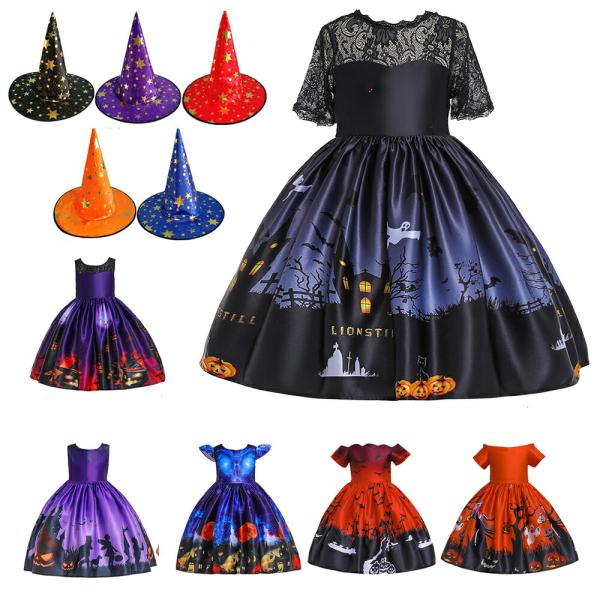 ハロウィン 衣装 子供用 子供ドレス 帽 コスチューム ワンピース コスプレ衣装 ドレス witch 女巫 メルヘンウィッチ まじょ 魔女 ウィッチガール コスプレ 100cm