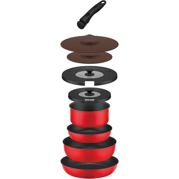 THERMOS（サーモス） 取っ手の取れるフライパン9点セット赤 レッド