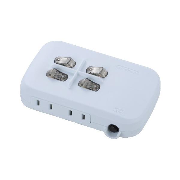 他サイト： 節電コンセントタップ HS-A1759W LED個別スイッチ付き 4個口 00-1759 オーム電機の商品画像