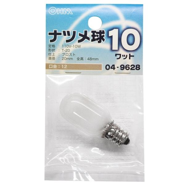 オーム電機 ナツメ球 E12/10W フロスト [品番]04-9628 LB-T0210-F : い