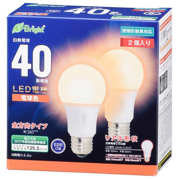 �I�[���d�@  LED�d�� E26 40�`���� �S���� �d���F 2���� [�i��]06-4349  LDA4L-G AG27 2P