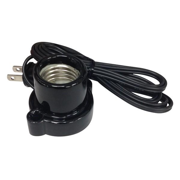 オーム電機 HS-L2615ZR/K コード付レセップ コンセント E26黒