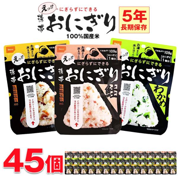 防災 食品 中身だけ ごはん おにぎり 5年保存 非常食 保存食 45個 セット 長期保存 備蓄用 地震対策 防災用品 防災セット 防災食  【e-防災544】【e-do】