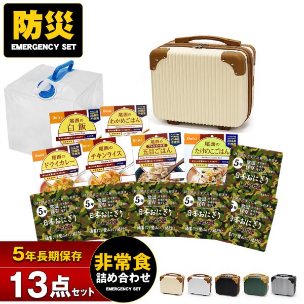 防災 防災セット 13点 非常食 保存食 備蓄おにぎり アルファ米 給水タンク 長期保存 5年保存 防災用品 os14 【e-防災525】【e-do】【マスク10枚プレゼント】