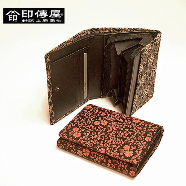 美品✨印伝 折財布 印傳屋 プライデン リボン ラウンドファスナー 鹿革 日本製 印伝 折財布 印傳屋 プライデン リボン ラウンドファスナー 鹿革