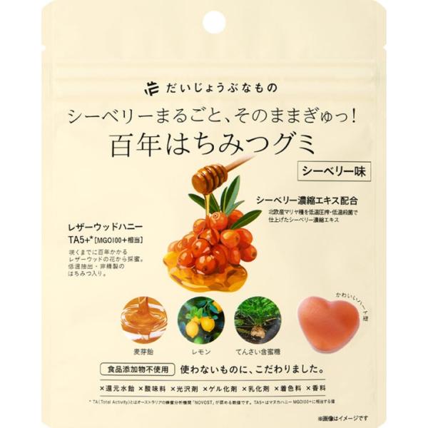 だいじょうぶなもの 百年はちみつグミ シーベリー味 49g たかくら新産業 ギルトフリー 安心おやつ 栄養豊富 サジー ミニギフト
