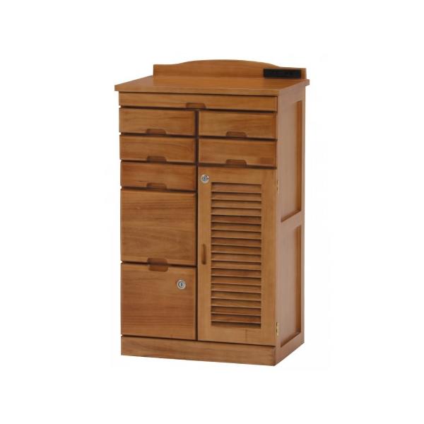 ●多引出しのＦＡＸ台　隠しキャスターがついているので移動もラク　鍵付き●２口コンセント付き