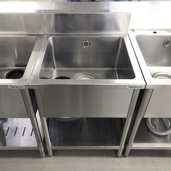 中古品 タニコウ二槽シンクお売りします。 一槽シンク タニコー 600x600x800 中古 ※穴2ヶ所あり : 業務用厨房機器