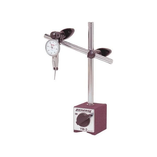 ■マグネチックスタンド YM-3の特長●強力な吸着力で工作機械、治具等に吸着します。●ダイヤルゲージ、ピクテスト、ニューピクテスト等を取付けての検査等、現場での応用範囲の最も広いスタンドです。※ダイヤルゲージは付属致しません。メーカー：尾崎...