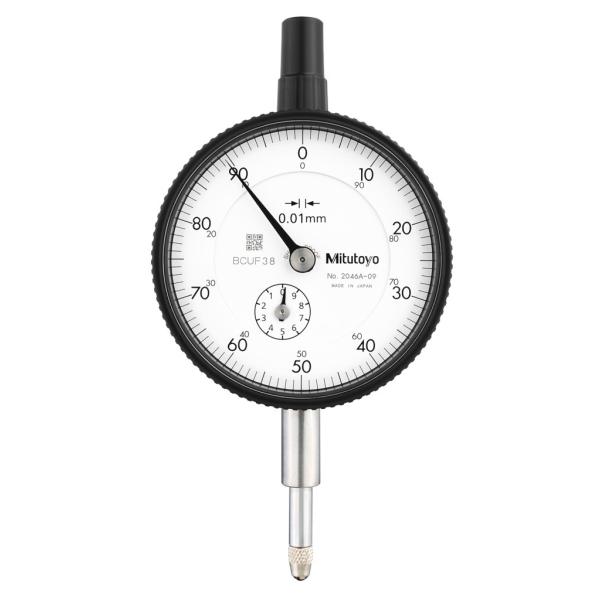 ■標準形ダイヤルゲージ 2046A-09の特長●外枠の外径φ57mm、目量0.01mmの標準ダイヤルゲージ●外側クランプ、リフティング用レバー(オプション)は左右どちらにも取り付け可能●取り付け、取り外しは工具不要●前面からの水や油の侵入を...