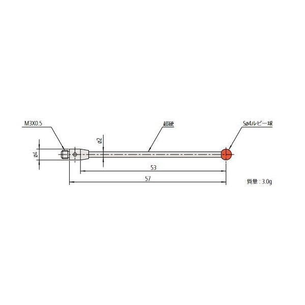 ミサヒヨ ミツトヨ（Mitutoyo） 06ABF403 スタイラス 取付部ネジ径:M3 MS3-4R53