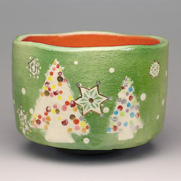 茶器/茶道具　抹茶茶碗　クリスマス 楽茶碗　聖夜　吉村楽入作　（楽焼き） 茶器/茶道具 抹茶茶碗 クリスマス 楽茶碗 聖夜 吉村楽入作 （楽焼き