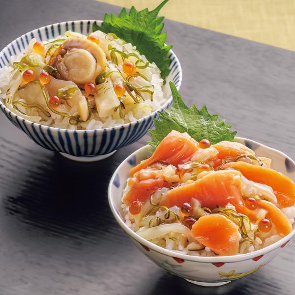 ●送料：1100円（冷凍便でのお届け、送料は別途頂きます）２つの味！お手軽海鮮丼の具。●セット内容／（ほたて70g、サーモン70g）×各5袋●賞味期限／冷凍2026年4月30日●加工地／日本●【ほたて】ほたて貝（北海道、青森県産）、めかぶ、...