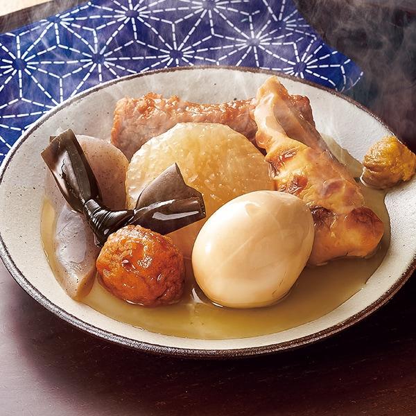 ●送料：880円（通常）温めるだけのお手軽おでん！●セット内容／約360ｇ×8袋●原材料／大根（国産）、玉子、ごぼう巻き、こんにゃく、竹輪、揚げボール、醤油、発酵調味料、昆布、水飴、砂糖、食塩、魚介エキス（昆布、鰹節、ほたて、いりこ）、酵母...