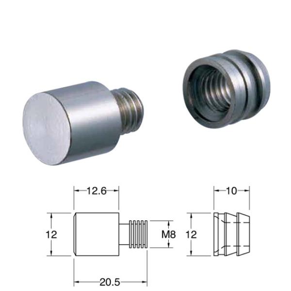 棚受け金具 おしゃれ 棚ダボ 12mm 男（オン） 100個単位 女（メン