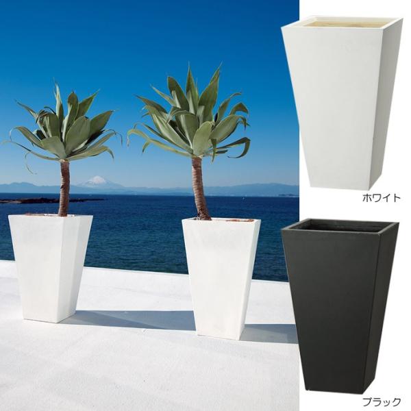 ファイバーセラミック大型植木鉢・ご希望の方鉢皿付き プランター 植木鉢 大型 ファイバープランター ゼータ 40×40×65cm
