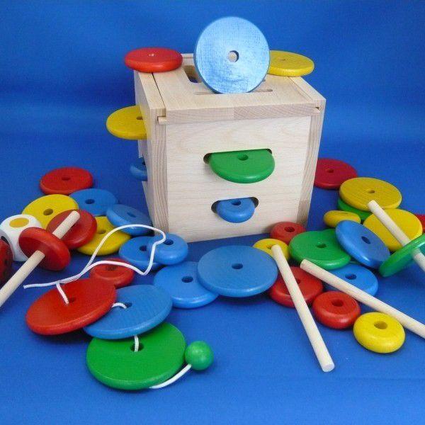 スリットボックス 木のおもちゃ ひも通し ビーズ あそび 知育 玩具