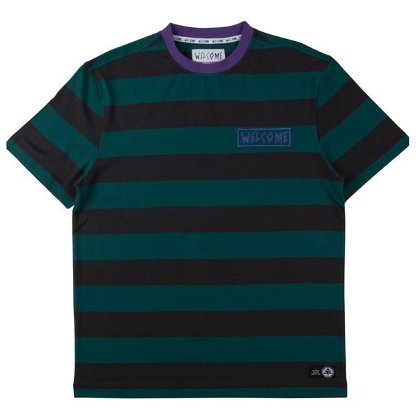 Welcome ボーダーtシャツ 緑x黒xパープル Big Beautiful Stripe Black Dark Teal Purple Welcome Skateboards ウェルカムスケートボード Skac2 Extraissue 通販 Yahoo ショッピング