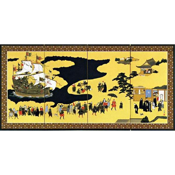 屏風 南蛮 松井翔雲作 三尺四曲屏風 受注制作品 M 掛け軸 表装 絵画 川端美術店 通販 Yahoo ショッピング