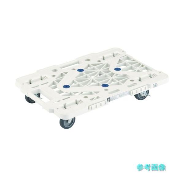 他サイト： TRUSCO MPK-500JS-W 樹脂製平台車  ルートバンメッシュタイプ 515X385 4輪自在 ストッパー付 白の商品画像