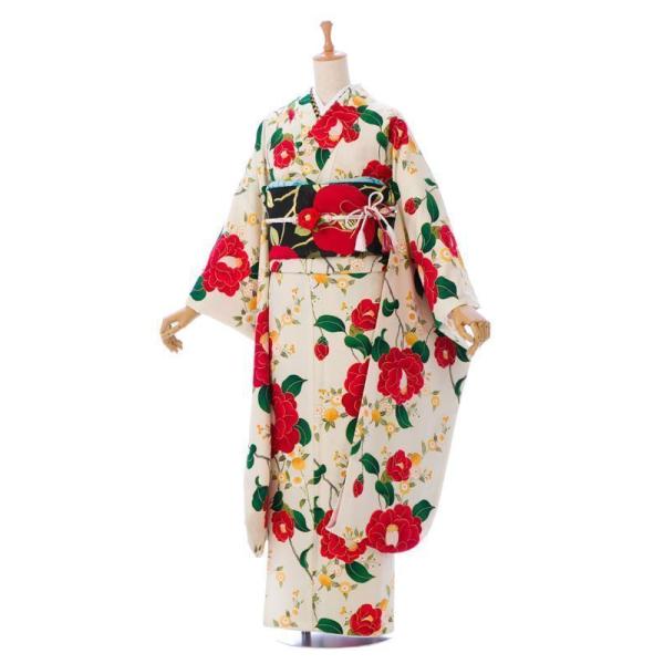 ゆ*い様 振袖　椿　きもの道楽　白　卒業式　成人式 e-kimono-rental_hac015e