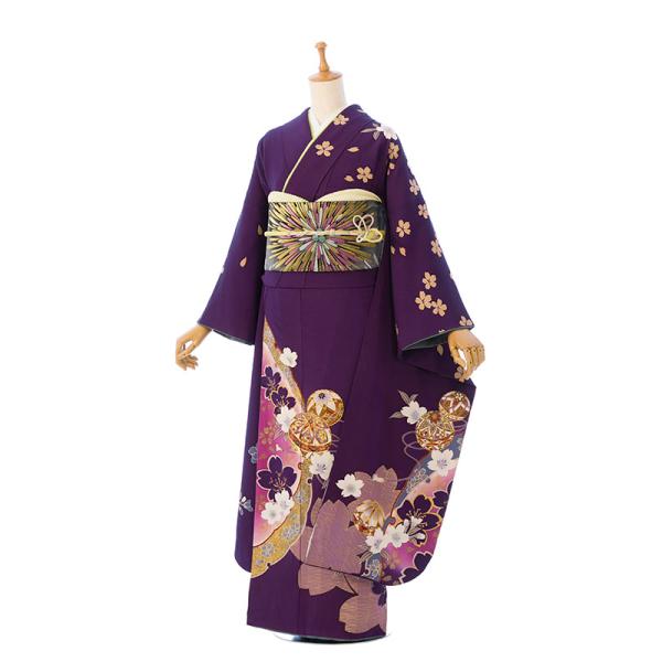 sao様用 振袖セット 紫 グリーン 正絹 ヴィンテージ MH2508236 e-kimono-rental_hac4391