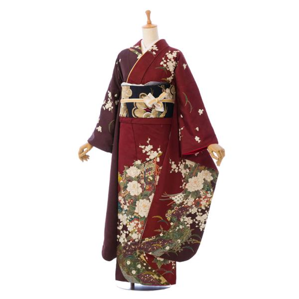 正絹振袖レンタル|裄長|158〜168cm|振袖フルセット(茶色系)|普通サイズ【2〜12月】 4S723