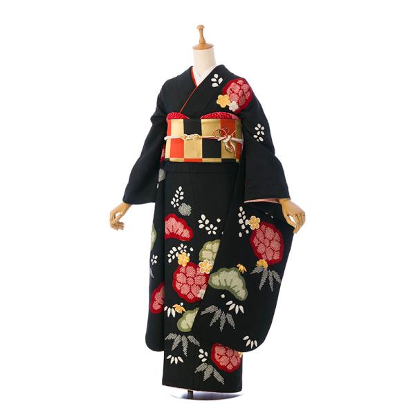 2〜12月】正絹振袖|着物レンタル|153〜165cm|振袖フルセット(黒系