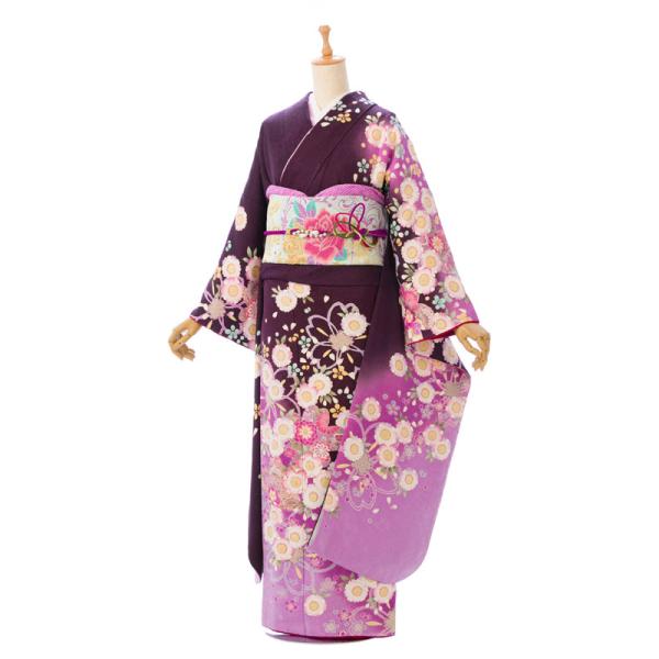 2〜12月】正絹振袖|着物レンタル|153〜160cm|振袖フルセット(パープル
