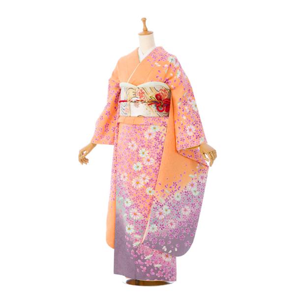 2〜12月】正絹振袖|着物レンタル|150〜160cm|振袖フルセット(オレンジ