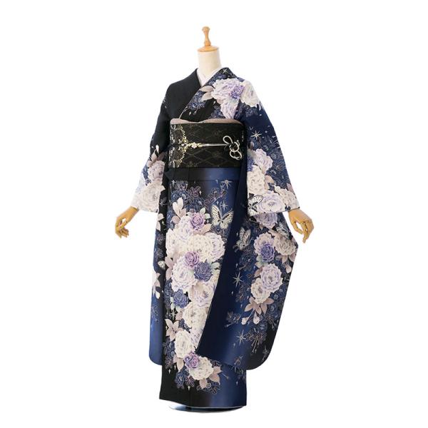 2〜12月】正絹振袖|着物レンタル|153〜165cm|振袖フルセット(黒系