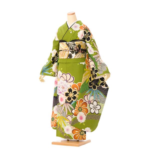 2〜12月】正絹振袖|着物レンタル|163〜168cm|振袖フルセット(グリーン