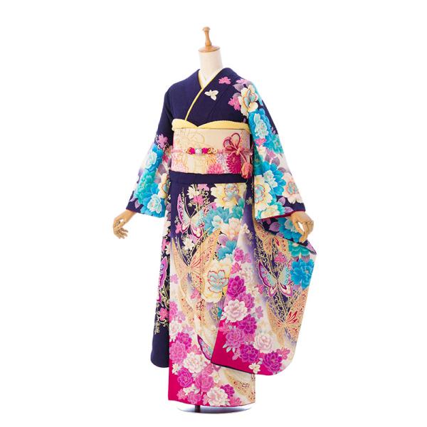 2〜12月】正絹振袖|着物レンタル|155〜165cm|振袖フルセット(ブルー系