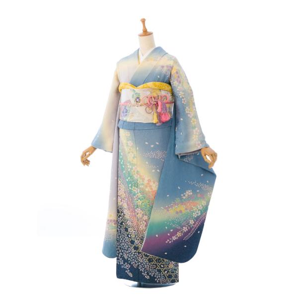 レンタル】正絹振袖|着物レンタル|153〜165cm|振袖フルセット(ブルー系