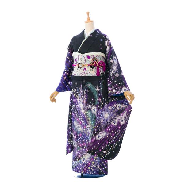 2〜12月】正絹振袖|着物レンタル|153〜165cm|振袖フルセット(黒系