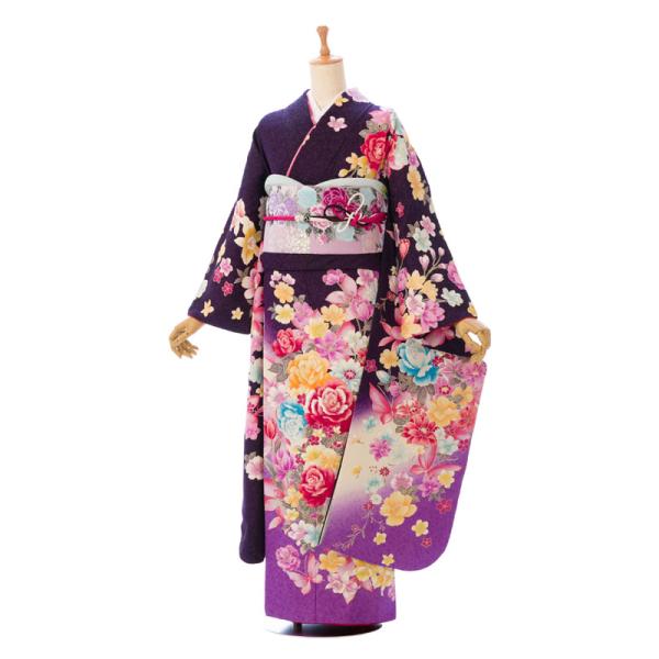 2〜12月】正絹振袖|着物レンタル|158〜170cm|振袖フルセット(パープル