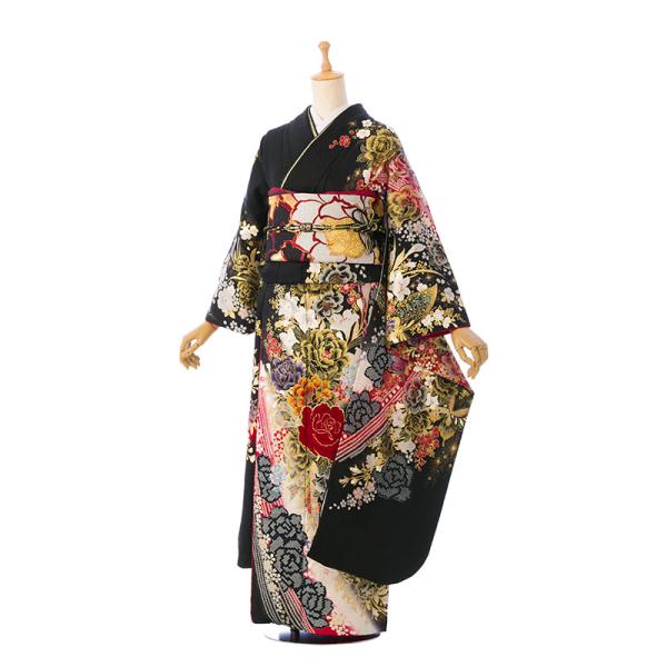 2〜12月】正絹振袖|着物レンタル|153〜160cm|振袖フルセット(黒系